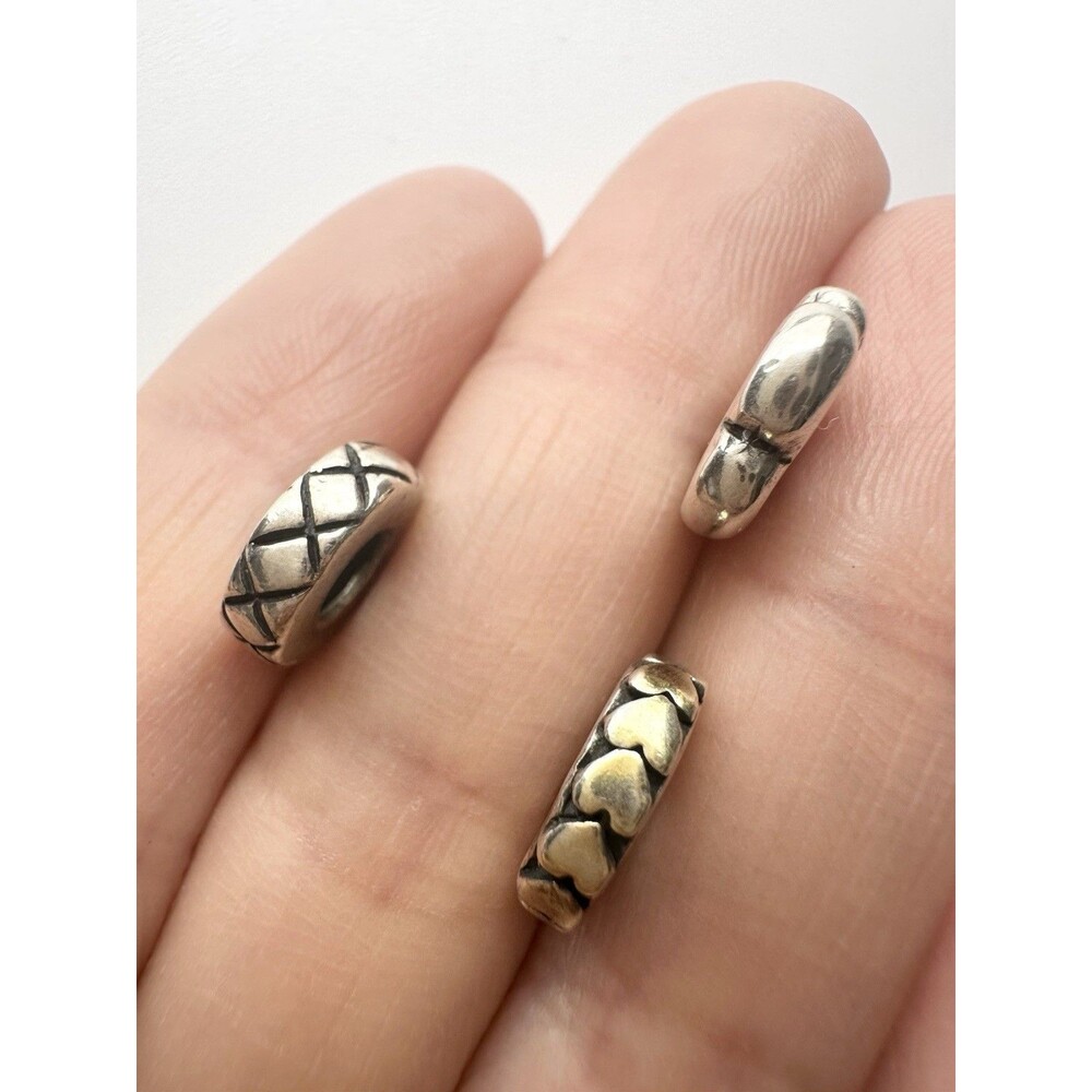 3pcs 925 Italy Sterling Silver Stopper Charm Lot